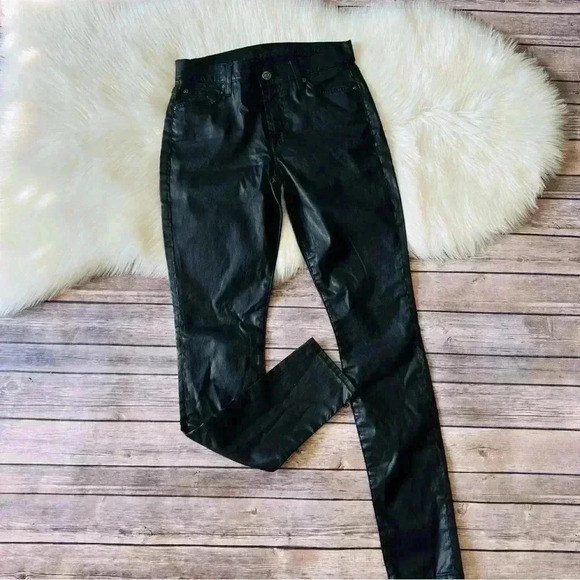 7 For All Mankind Coated High Waisted Jeans Gwenevere 27 - Picture 3 of 9